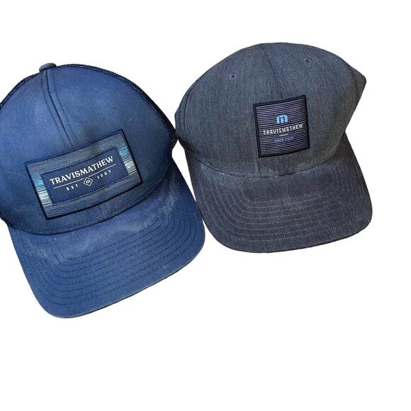Travis Matthes hats set of two gray & Navy golf sweat stained brims SZ L XL - Picture 1 of 8